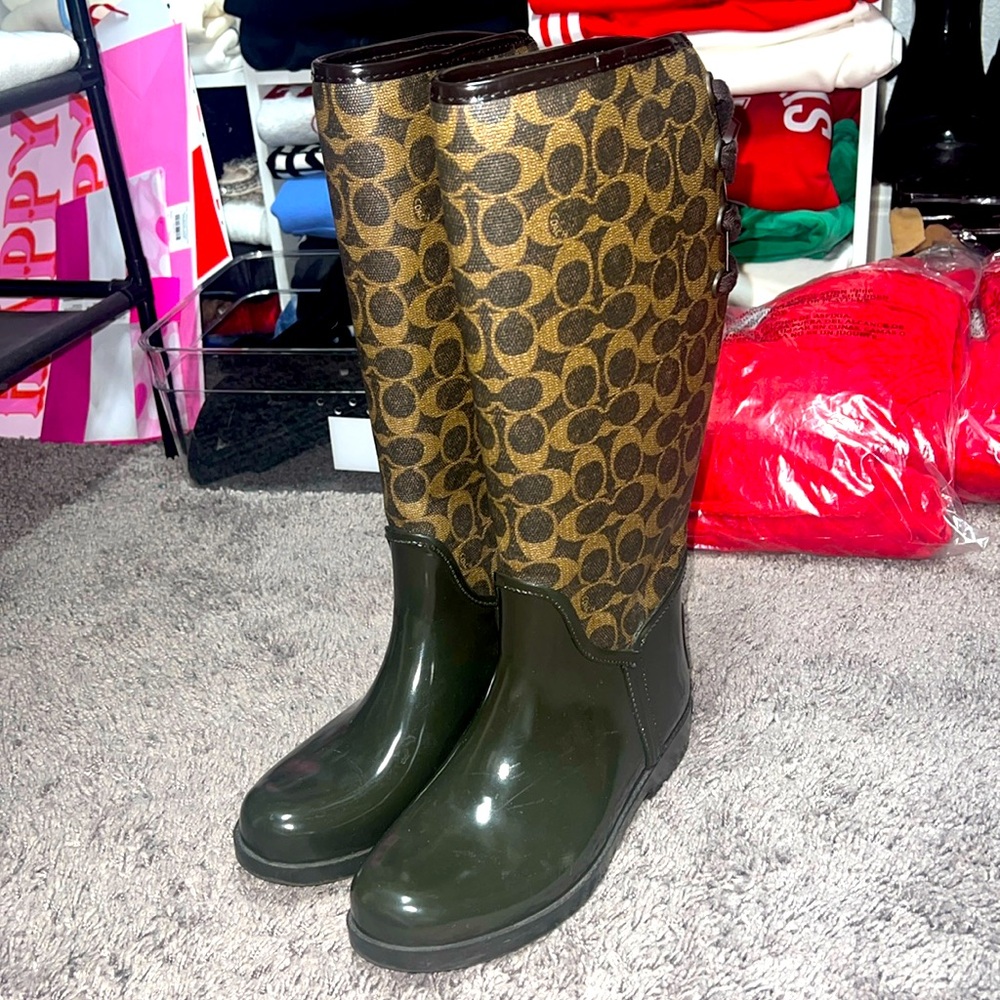 Coach brown rain boots size 7